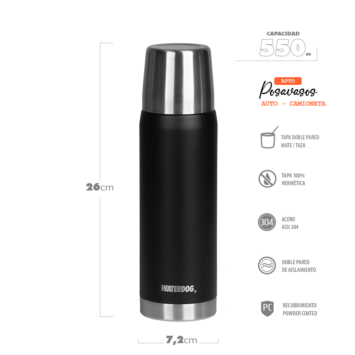 0,55 LT Stainless Steel Vacuum Thermos - Waterdog OBUS