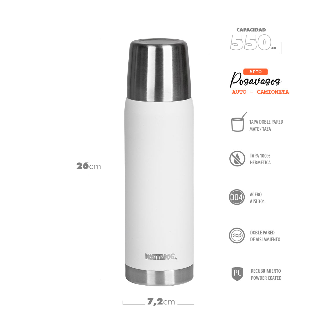 0,55 LT Stainless Steel Vacuum Thermos - Waterdog OBUS