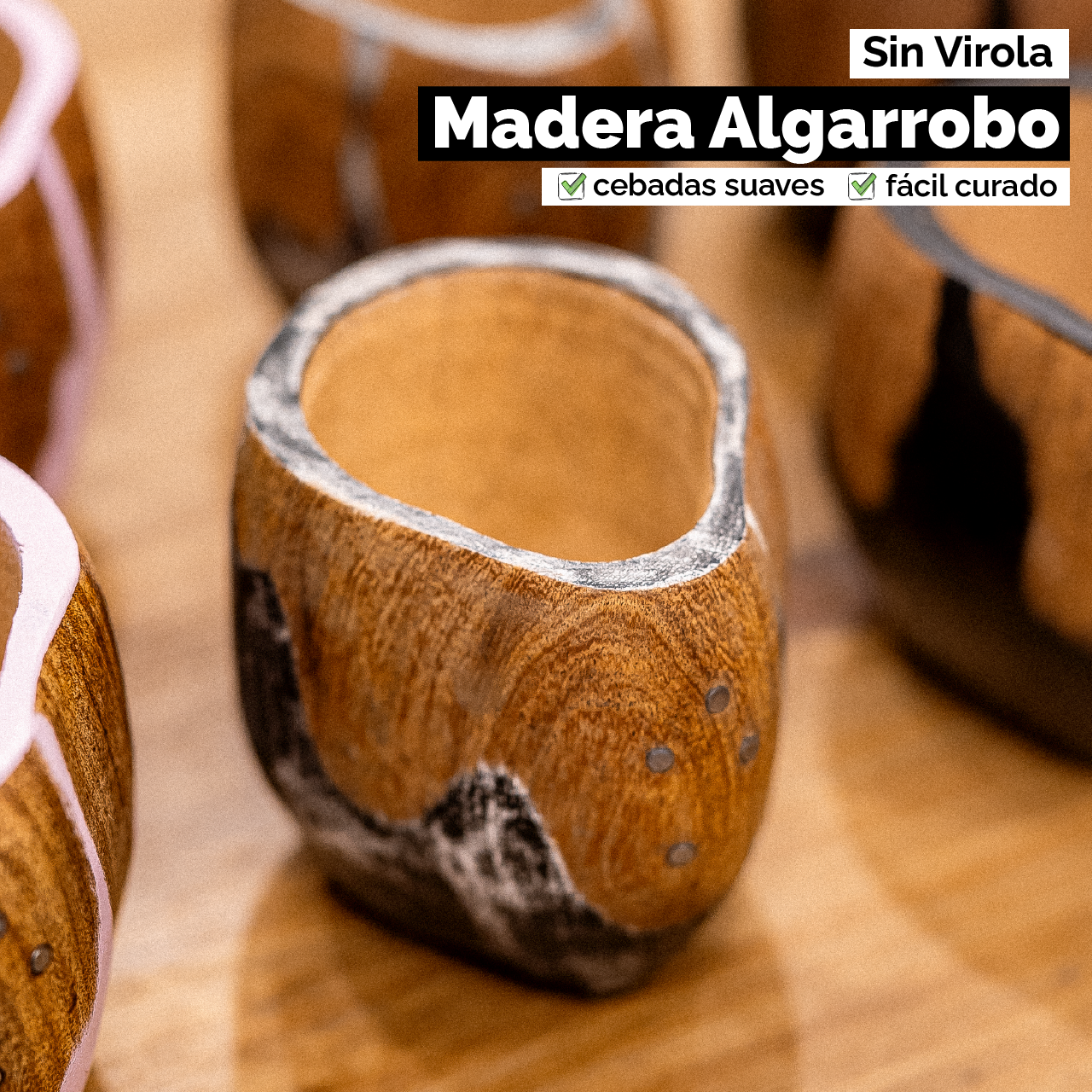 Mate Ranchero Cruz (Madera) - Blanco y Negro