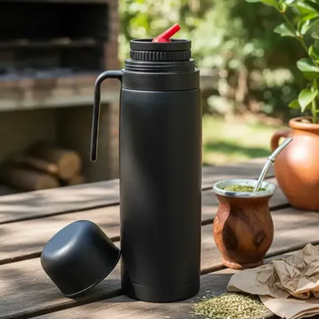 1 LT  Stainless Steel Vacuum Thermos - Black