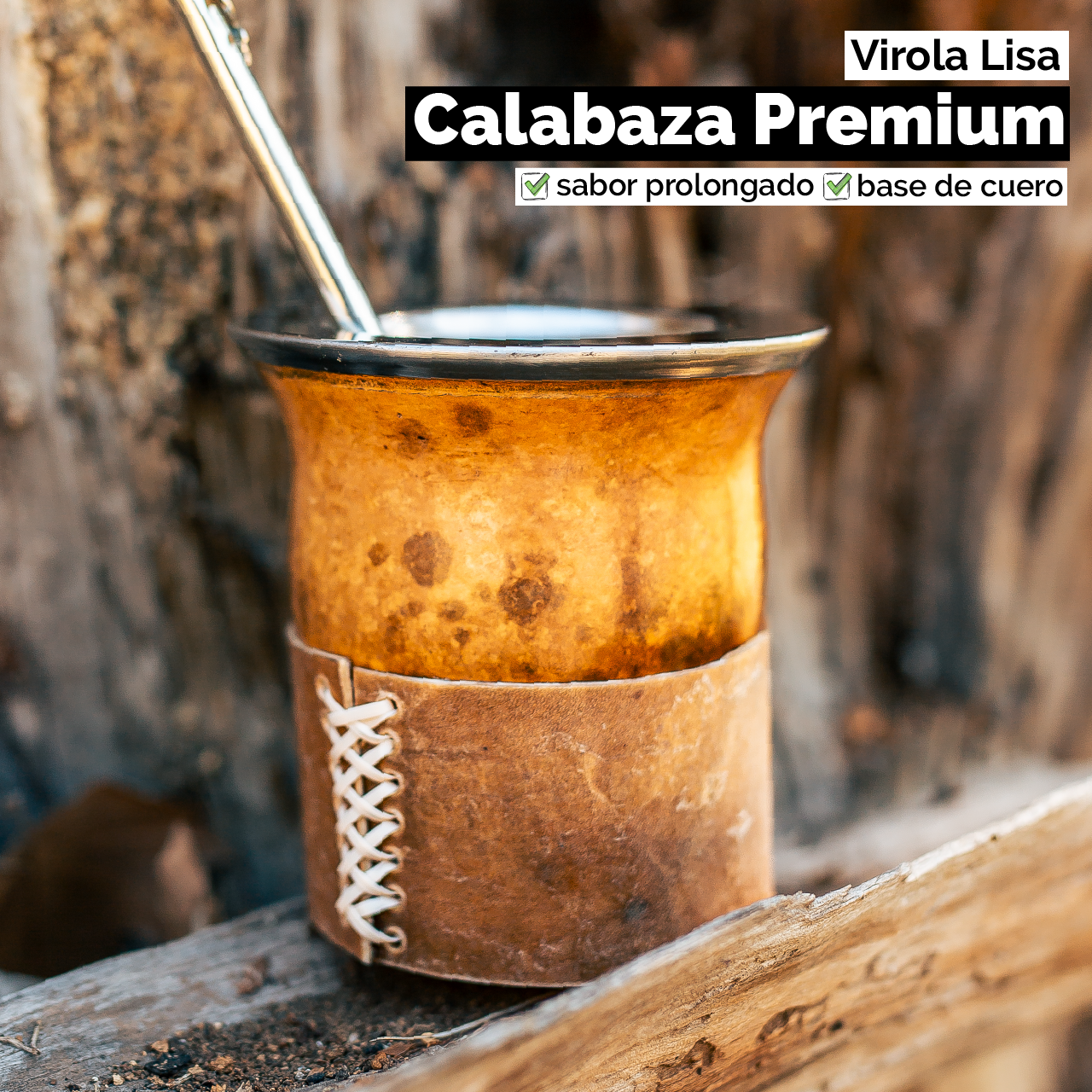 Mate Calabaza Criollo (con base) - Virola Acero