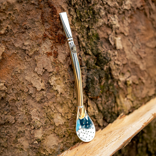 Curved & Chiseled Luxury Wide Metal Straw (Bombillon) - Nickel Silver (Alpaca)