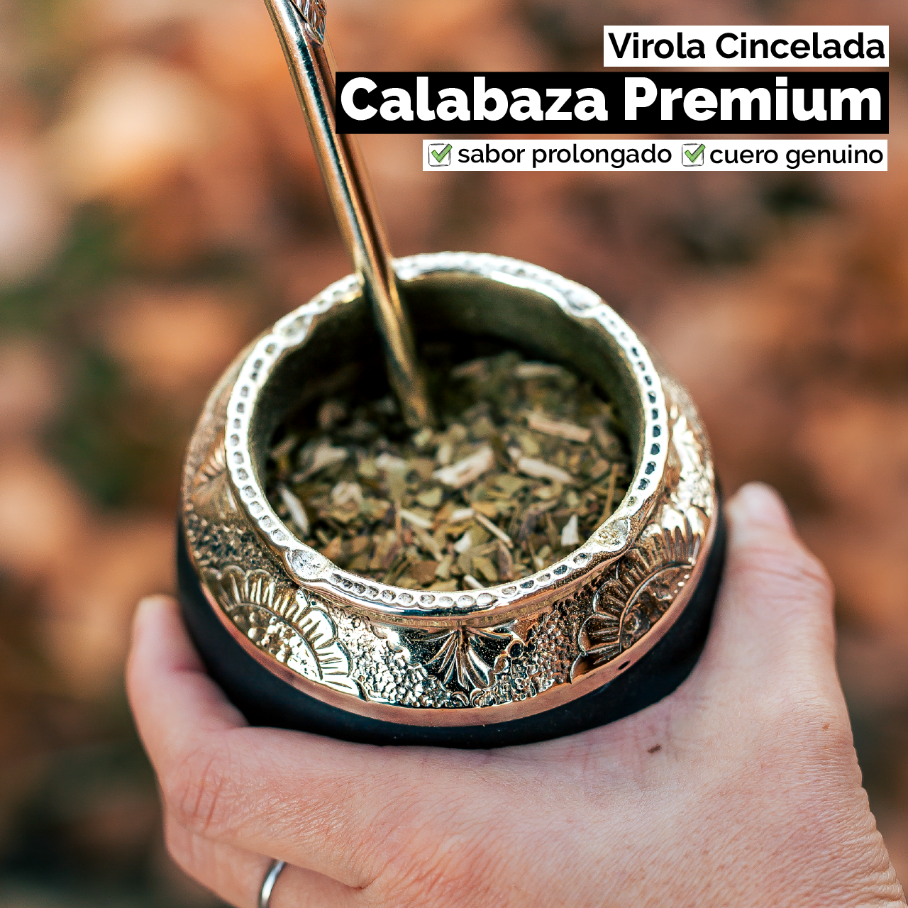 Mate Torpedo (Calabaza) - Virola Alpaca Cincelada